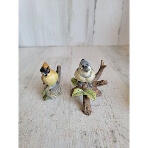 Lefton mini blue bird red cardinal figure vintage home set decor